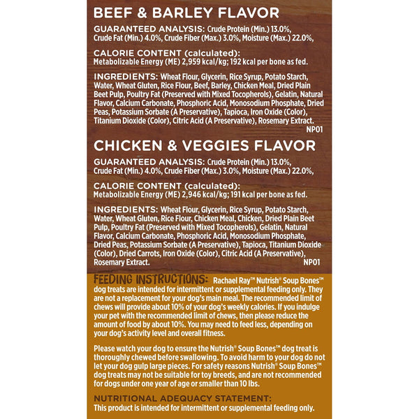 Rachael Ray Nutrish Soup Bones Dog Treat Variety Pack, Beef & Chicken, 11 ct., 2 pk.