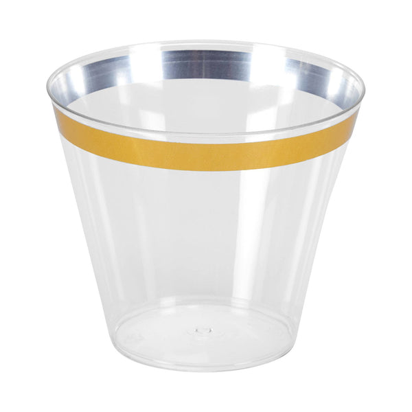 Tableluxe Premium Gold Rimmed Clear Plastic Tumbler, 9 fl. oz, 48 ct.