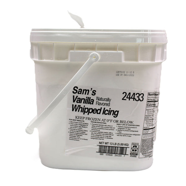 Sam's Vanilla Whipped Icing, Frozen, Bucket, 13 lbs.