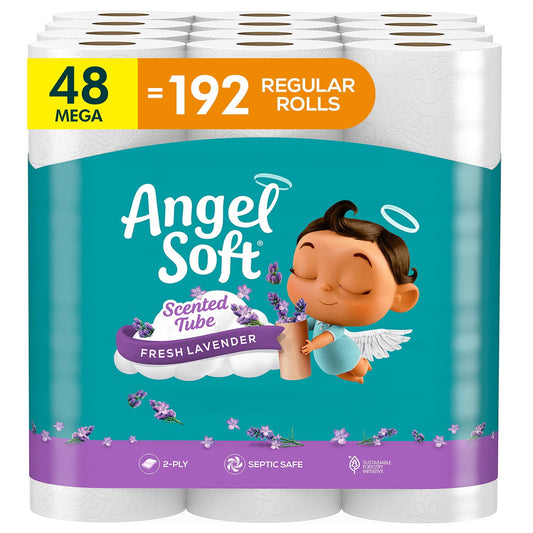 Angel Soft 2-Ply Toilet Paper, Fresh Lavender Scented Tube 48 rolls, 320 sheets/roll