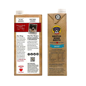 Brutus Bone Broth, Beef Bone Broth Adult Dog Meal Topper, 32 oz., 3 pk.