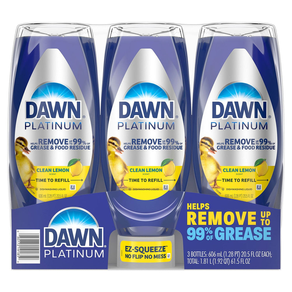 Dawn Platinum EZ- Squeeze Liquid Dish Soap, Lemon, 3 ct., 61.5 fl. oz.