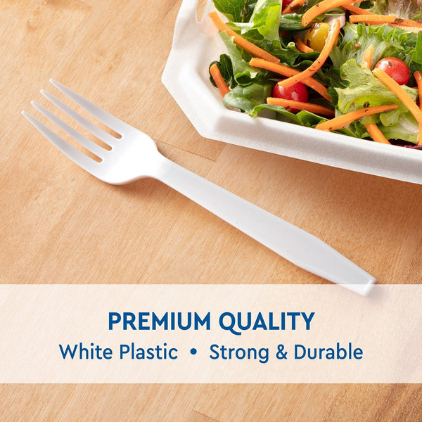 Member's Mark White Plastic Forks, Heavyweight 600 ct.