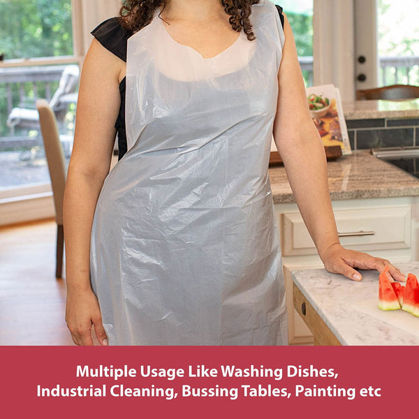 Kleen Chef Disposable Waterproof Poly Aprons, White 100 ct.