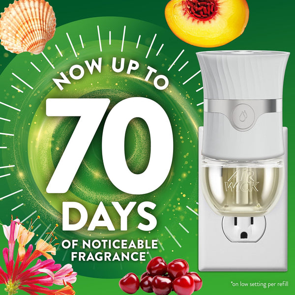 Air Wick Plug In Scented Oil Air Freshener, Sea Spray & Breeze, Sweet Peach, 1 warmer + 6 refills