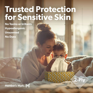 Member's Mark Soft and Strong 2-Ply Facial Tissues 30 boxes., 110 tissues/box