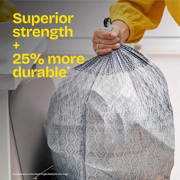 Glad ForceFlex MaxStrength with Clorox Tall Kitchen Drawstring Trash Bags, Lemon Fresh Scent, 13 Gallon, 120 ct.