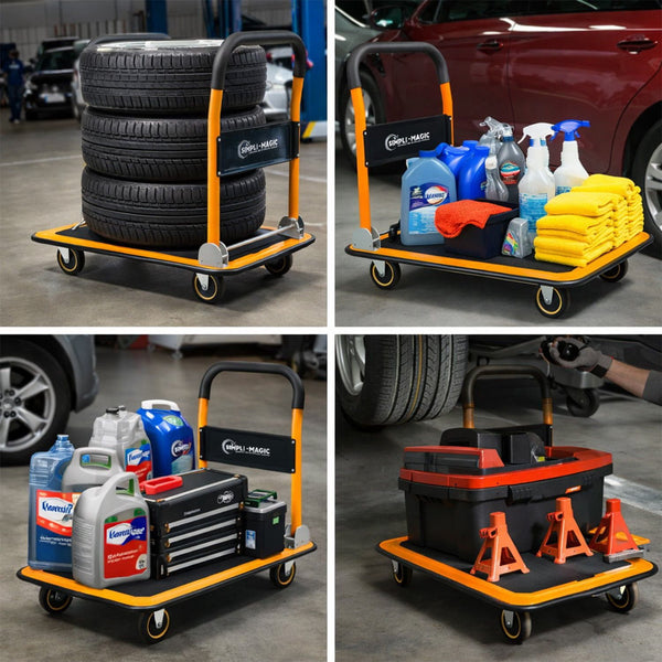 Simpli-Magic Foldable Platform Push Cart Hand Truck Dolly, 330 lb Capacity, Steel Flatbed with Swivel Wheels