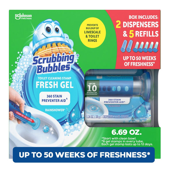 Scrubbing Bubbles Toilet Gel Stamp, Rainshower 2 dispensers + 30 gel stamps