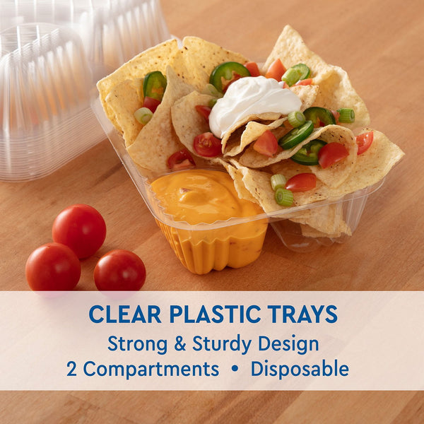 Member's Mark Clear 2-Compartment Nacho Trays 6.5" x 5