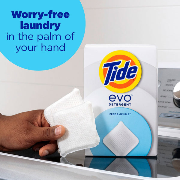 Tide Evo Laundry Detergent Fiber Tiles, Free & Gentle, 72 ct.