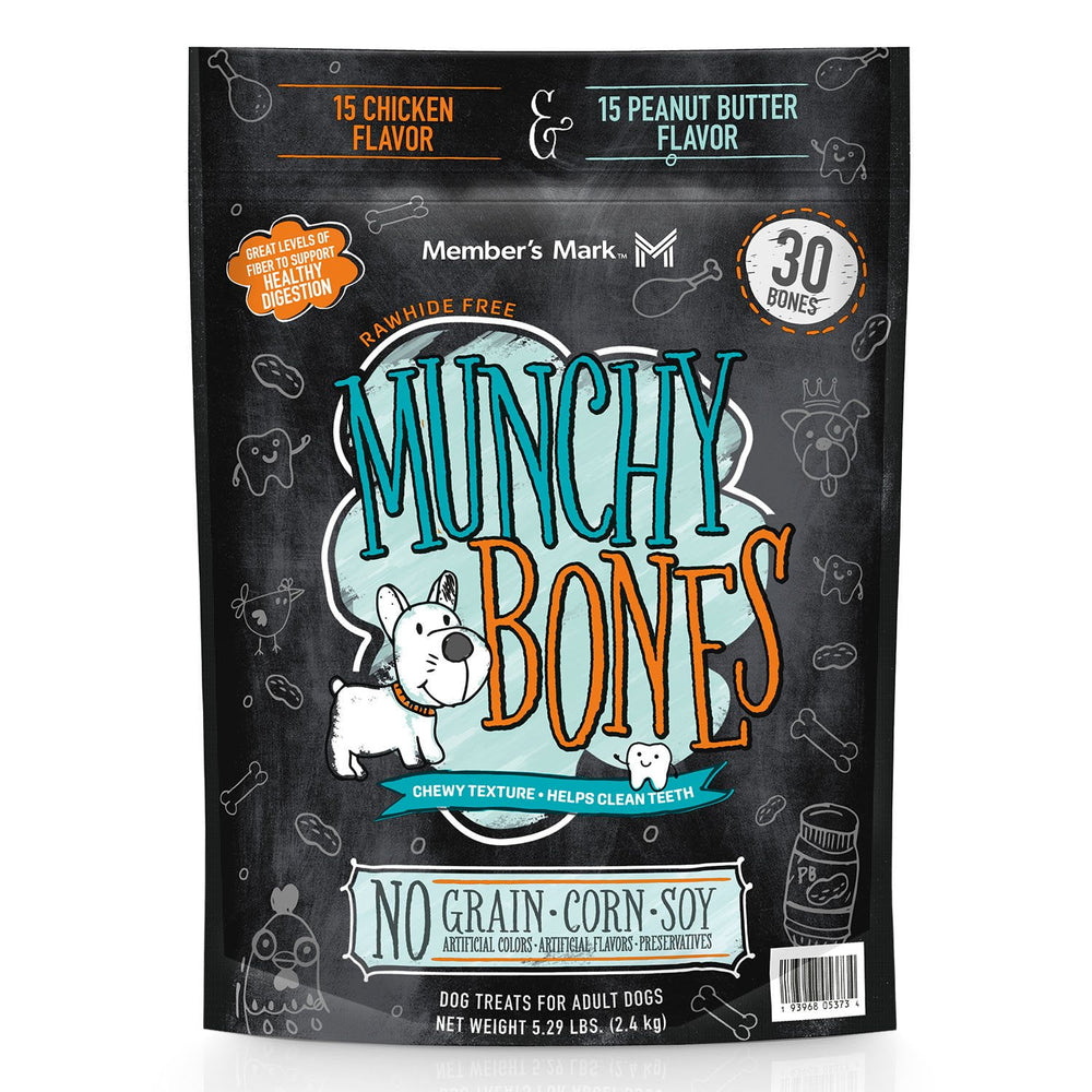 Member's Mark Munchy Bones Dog Treats for Adult Dogs, 30 ct.