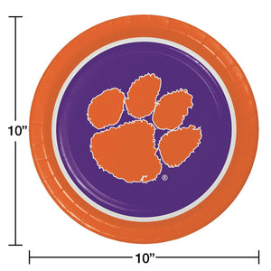 Clemson Tigers NCAA Round Paper Plates, 10