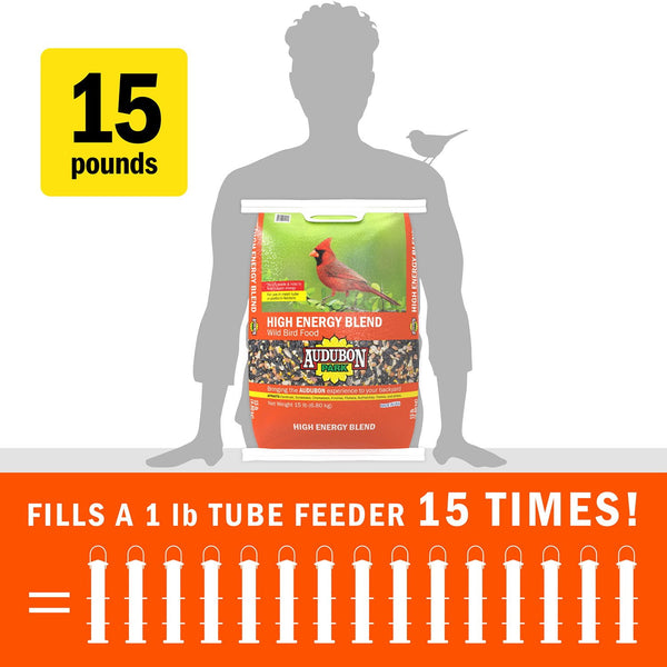 Audubon Park High Energy Blend Wild Bird Food, Premium Mix of Seeds and Nuts, 15 lbs.
