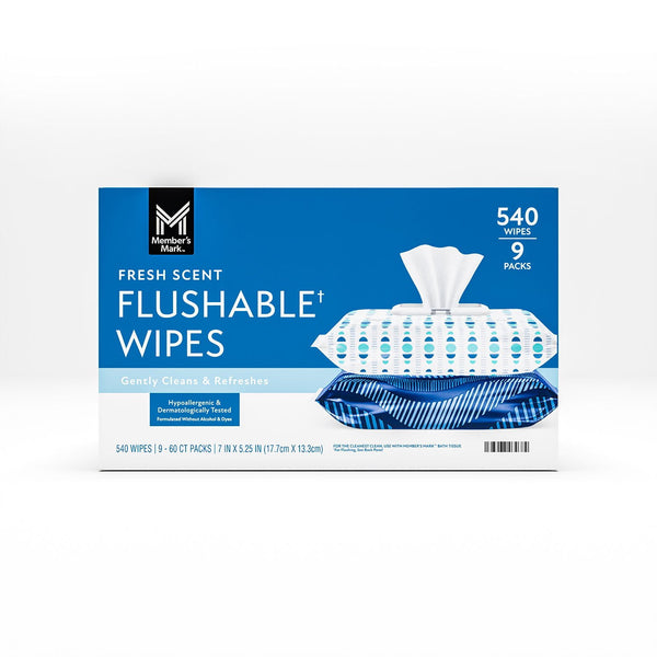 Member's Mark Flushable Wipes, Fresh Scent, 540 ct.