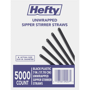 Hefty Unwrapped Plastic Sipper Stirrer Straws, 7