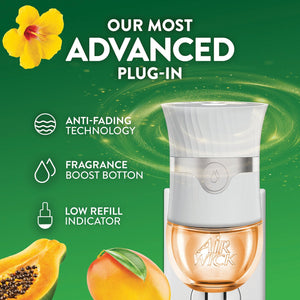 Air Wick Plug In Scented Oil Air Freshener, Hawaii Exotic Papaya & Hibiscus Flower, 2 warmers + 7 refills