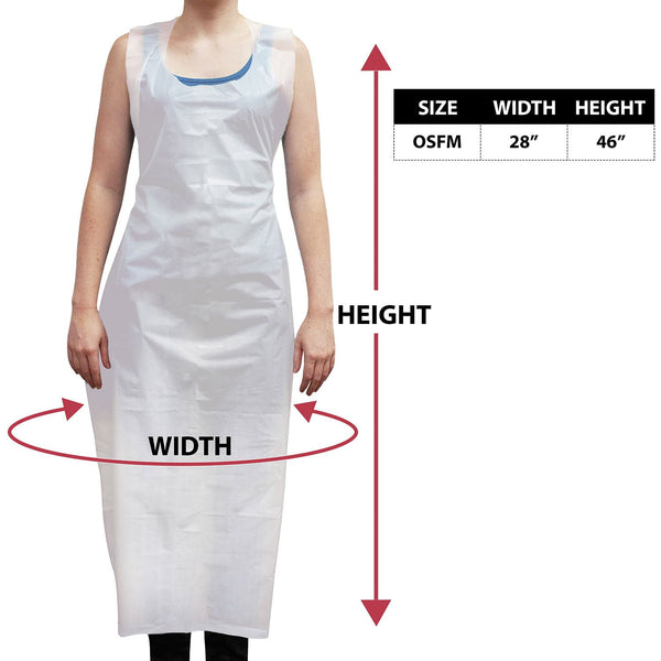 Kleen Chef Disposable Waterproof Poly Aprons, White 100 ct.