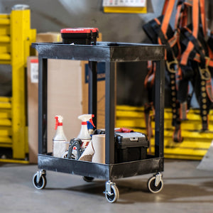 24" x 18" Plastic Utility Tub Cart - Two Shelf Black