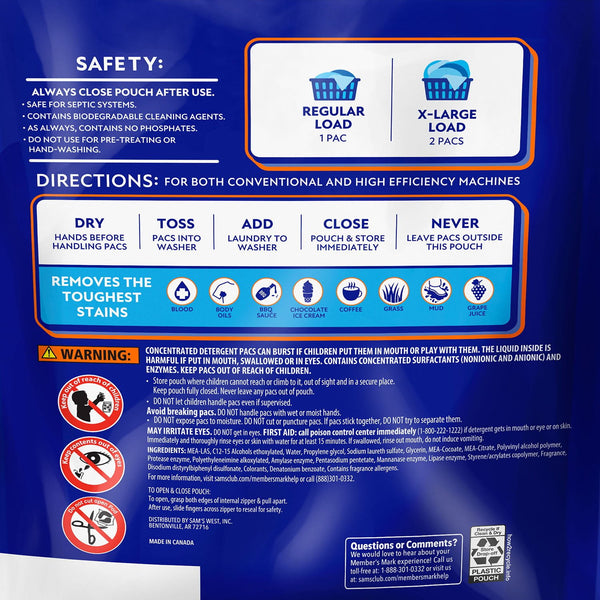 Member's Mark 5-in-1 Oxi Formula Power Pacs, 108 ct.