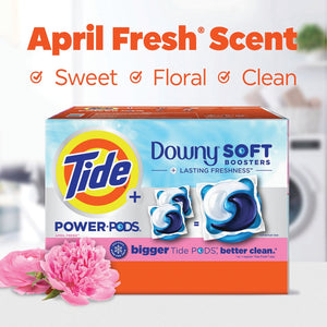 Tide Power PODs Downy Soft Boosters Laundry Detergent Pacs, April Fresh, 72 ct.