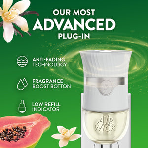 Air Wick Plug In Scented Oil Air Freshener, Vanilla & Pink Papaya, 2 Warmers + 8 Refills