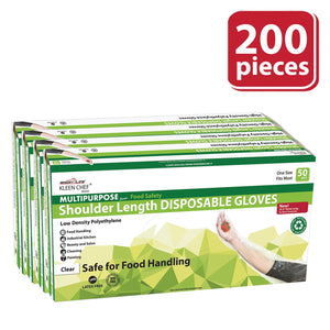 Kleen Chef Clear Disposable Shoulder Length HDPE Gloves, 35.5" 200 ct.