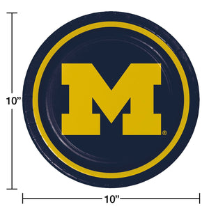 Michigan Wolverines NCAA Round Paper Plates, 10