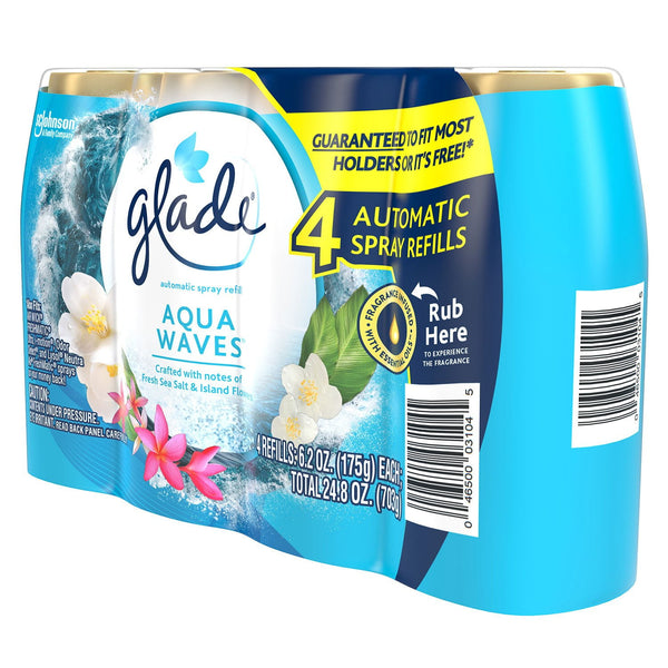 Glade Automatic Spray Air Freshener Refills, Aqua Waves, 4 ct.