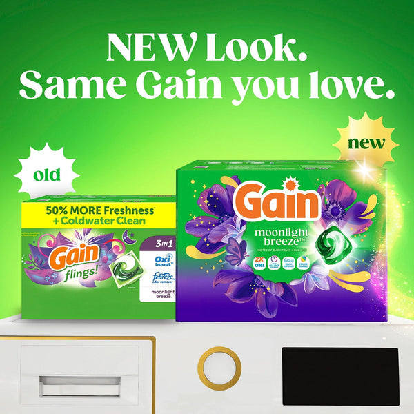 Gain Flings 4 in 1 Laundry Detergent Pacs, Moonlight Breeze, 152 ct.