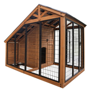 Backyard Discovery 7' x 5' Cedar Wood Dog Kennel w/ Feeding Door