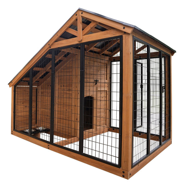 Backyard Discovery 7' x 5' Cedar Wood Dog Kennel w/ Feeding Door