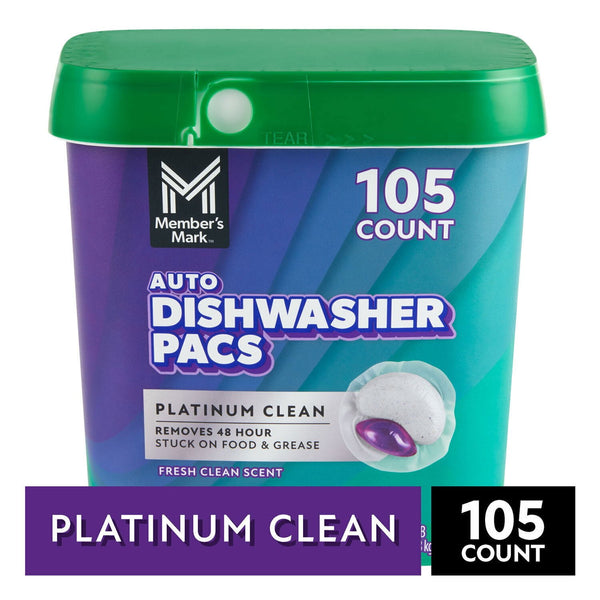 Member's Mark Platinum Clean Automatic Dishwasher Pacs, Fresh Clean, 105 ct.