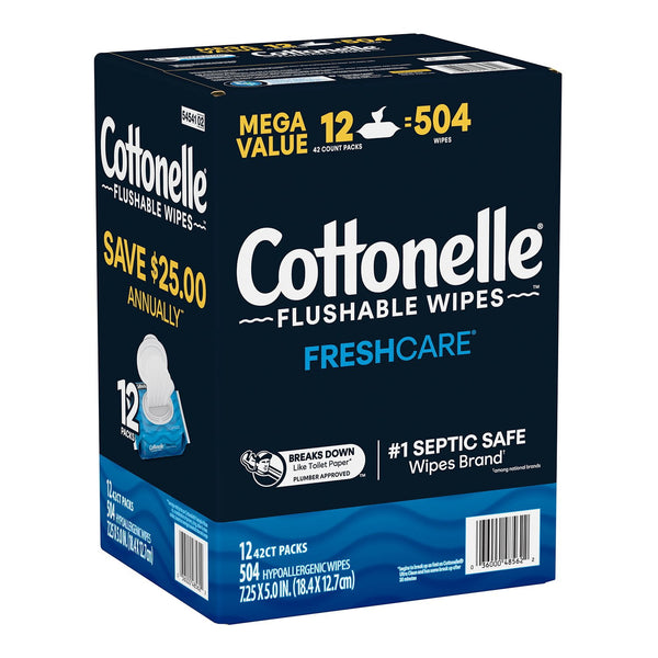 Cottonelle Freshcare Flushable Wipes, 12 ct., 504 wipes
