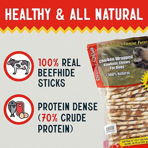 Canine Chews Chicken-Wrapped Rawhide Chews for Dogs, 125 ct.