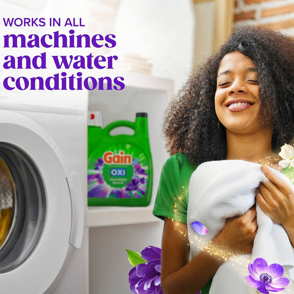 Gain + Oxi Liquid Laundry Detergent, Moonlight Breeze, 159 Loads, 170 fl. oz.