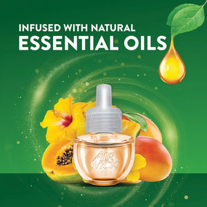 Air Wick Plug In Scented Oil Air Freshener, Hawaii Exotic Papaya & Hibiscus Flower, 2 warmers + 7 refills