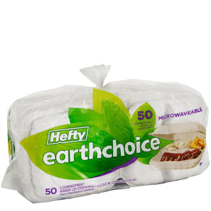 Hefty Earthchoice 3-Compartment Hinged Lid Containers, 9