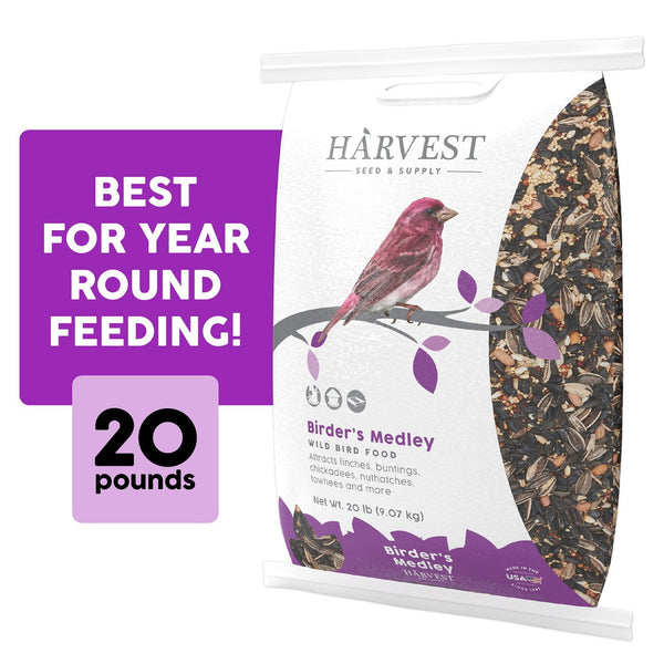 Harvest Seed & Supply Birder's Medley Wild Bird Food, Premium Mix of Bird Seed, 20 lbs.