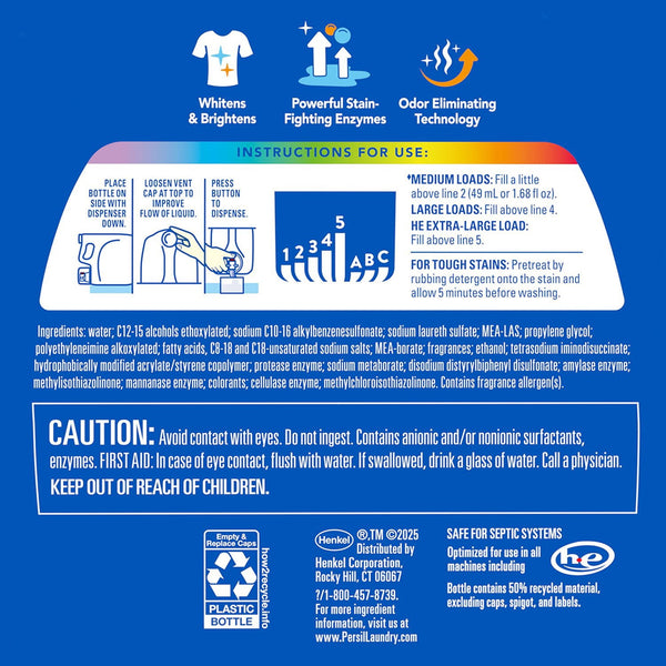 Persil Advanced Clean Oxi+Odor Liquid Laundry Detergent, 120 loads, 202 fl. oz.