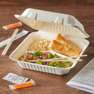 Hefty ECOSAVE 3-Compartment Hinged Lid Container, 9" x 9