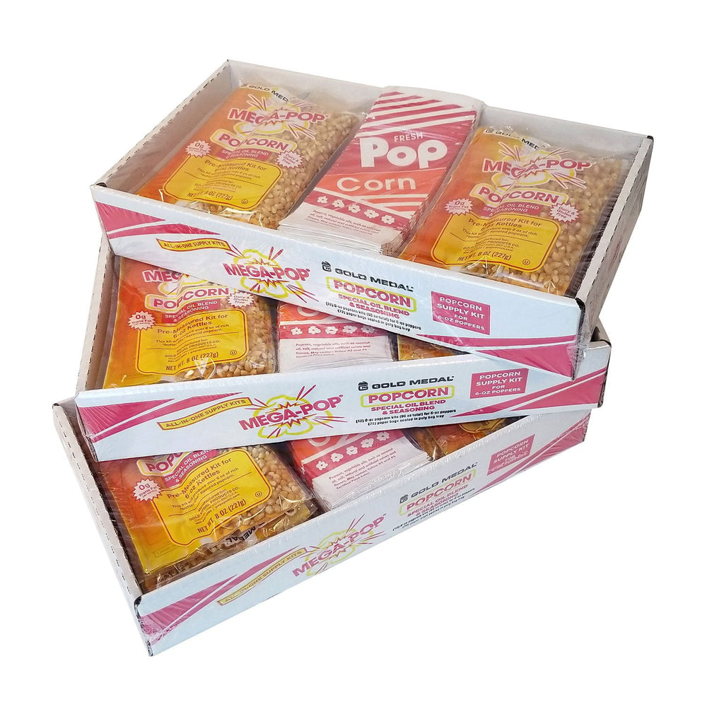 Gold Medal Mega-Pop All-In-One Popcorn Supply Kit for 6 oz. Poppers