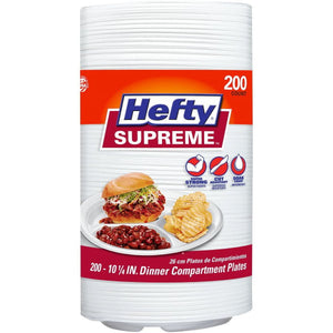 Hefty Supreme 3-Compartment Foam Plates, 10 1/4