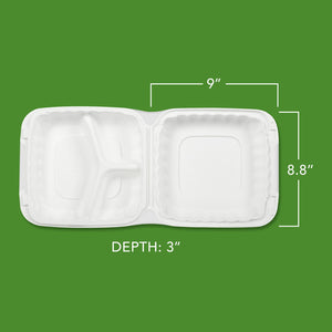 Hefty Earthchoice 3-Compartment Hinged Lid Containers, 9