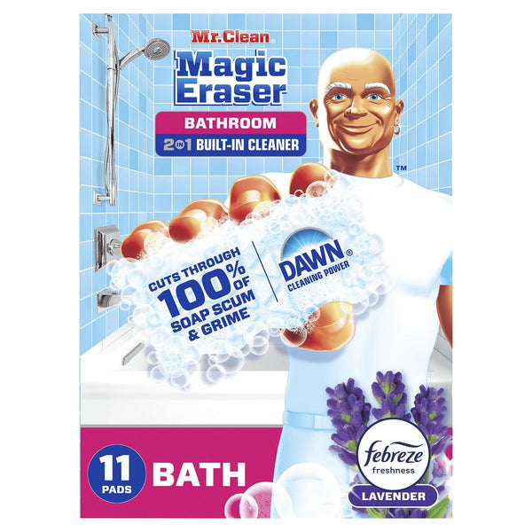 Mr. Clean Magic Eraser 2-in-1 Bathroom Cleaner Sponge, Lavender, 11 ct.