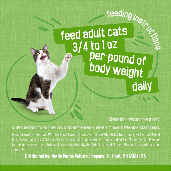 Purina Friskies Variety Pack, Adult Pate Wet Cat Food, 5.5 oz., 60 ct.