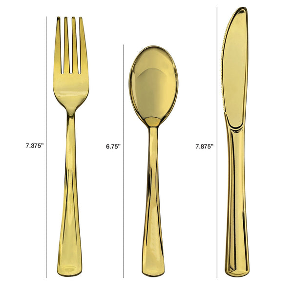 Tableluxe Premium Disposable Gold Colored Plastic Cutlery, 180 ct.