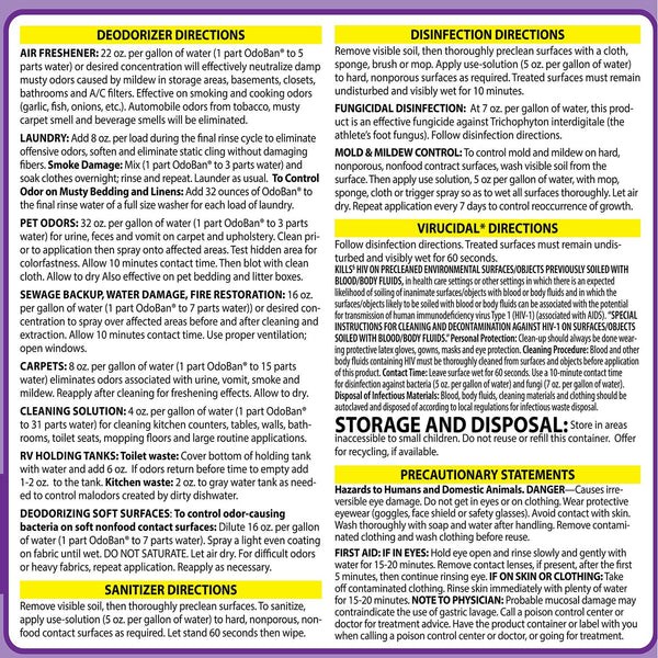 OdoBan Odor Eliminator and Disinfectant Concentrate, 1 gal., 4 pk., Lavender