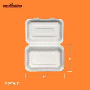 Kanak Sustainables™ Hoagie Hinged Lid To Go Food Container 9" x 6" , 75 ct.