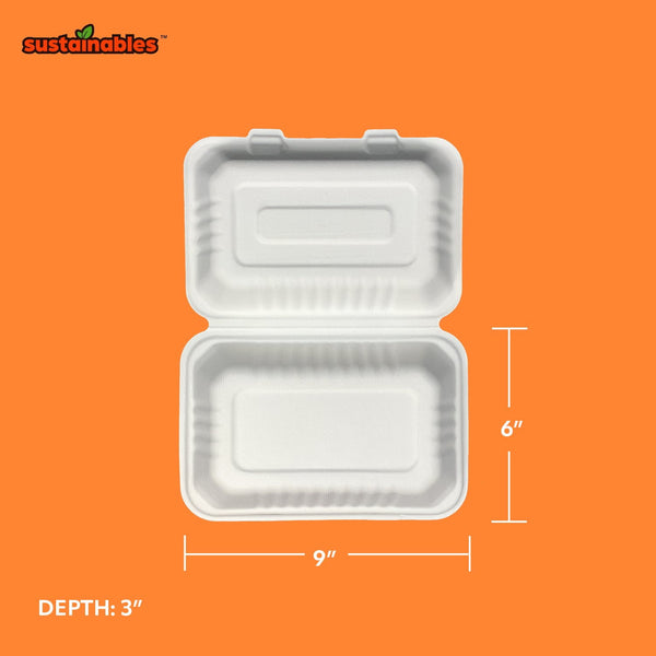 Kanak Sustainables™ Hoagie Hinged Lid To Go Food Container 9" x 6" , 75 ct.